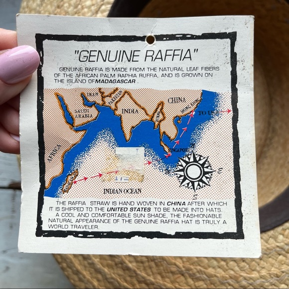 Raffia Straw Woven Tan Sun Hat with Tropical Band - Picture 10 of 13